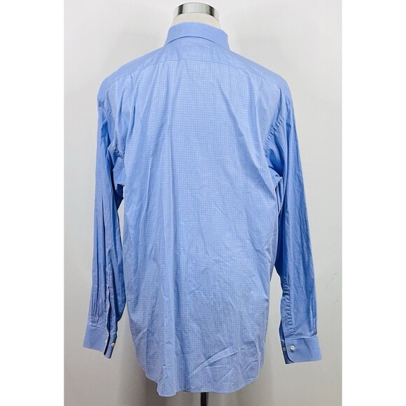 Brooks Brothers 16.5 34/35 Stretch Dress Shirt Blue Plaid Cotton Blend - Picture 5 of 5